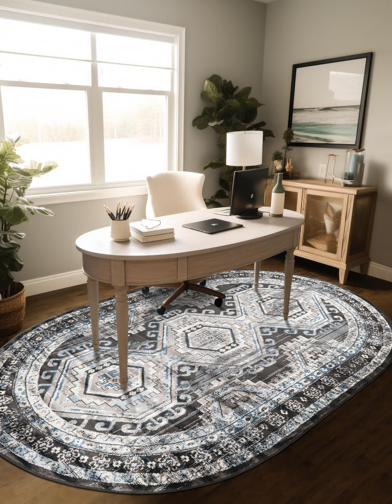 Savannah Elegance Collection Area Rug -  Tybee (Gray) Oval Gray  lifestyle 41