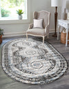 Savannah Elegance Collection Area Rug -  Tybee (Gray) Oval Gray  lifestyle 43