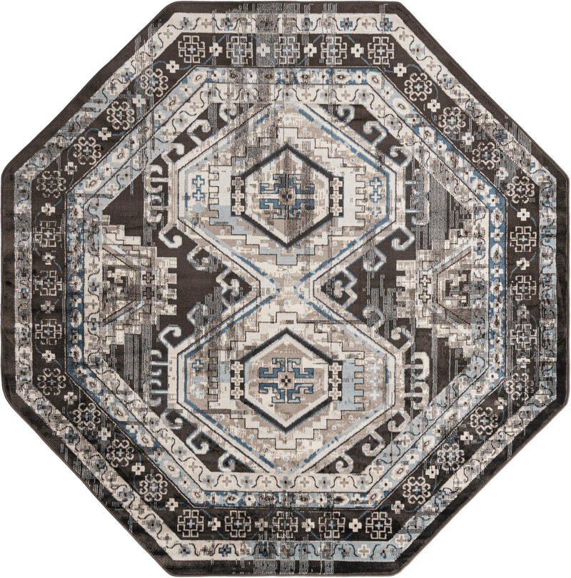 Savannah Elegance Collection Area Rug -  Tybee (Gray) Octagon Gray  lifestyle 12