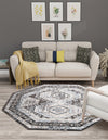 Savannah Elegance Collection Area Rug -  Tybee (Gray) Octagon Gray  lifestyle 34