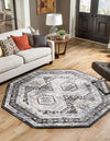 Savannah Elegance Collection Area Rug -  Tybee (Gray) Octagon Gray  lifestyle 36