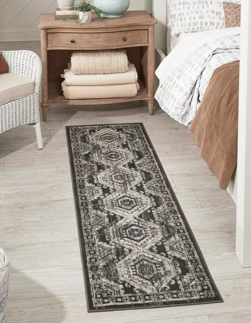 Savannah Elegance Collection Area Rug -  Tybee (Gray) Runner Gray  lifestyle 18