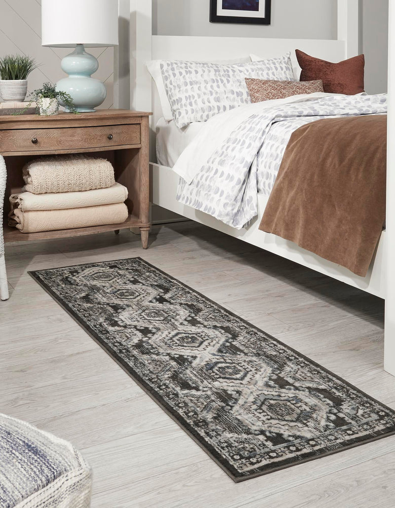 Savannah Elegance Collection Area Rug -  Tybee (Gray) Runner Gray  lifestyle 23