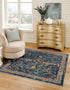 Seville Stripes Collection Area Rug -  Malaga (Navy Blue)