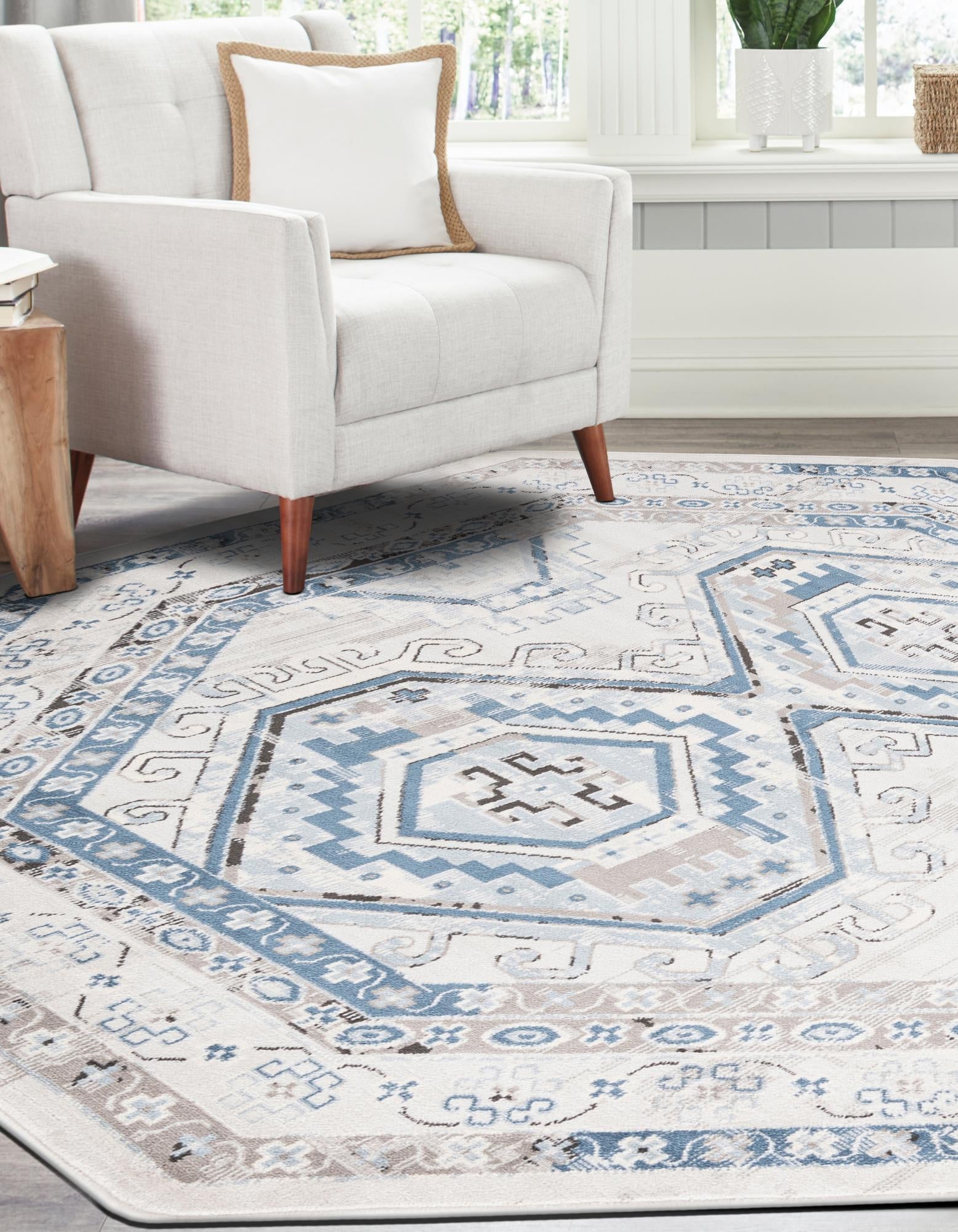 Savannah Elegance Collection Area Rug -  Tybee (Gray Blue)