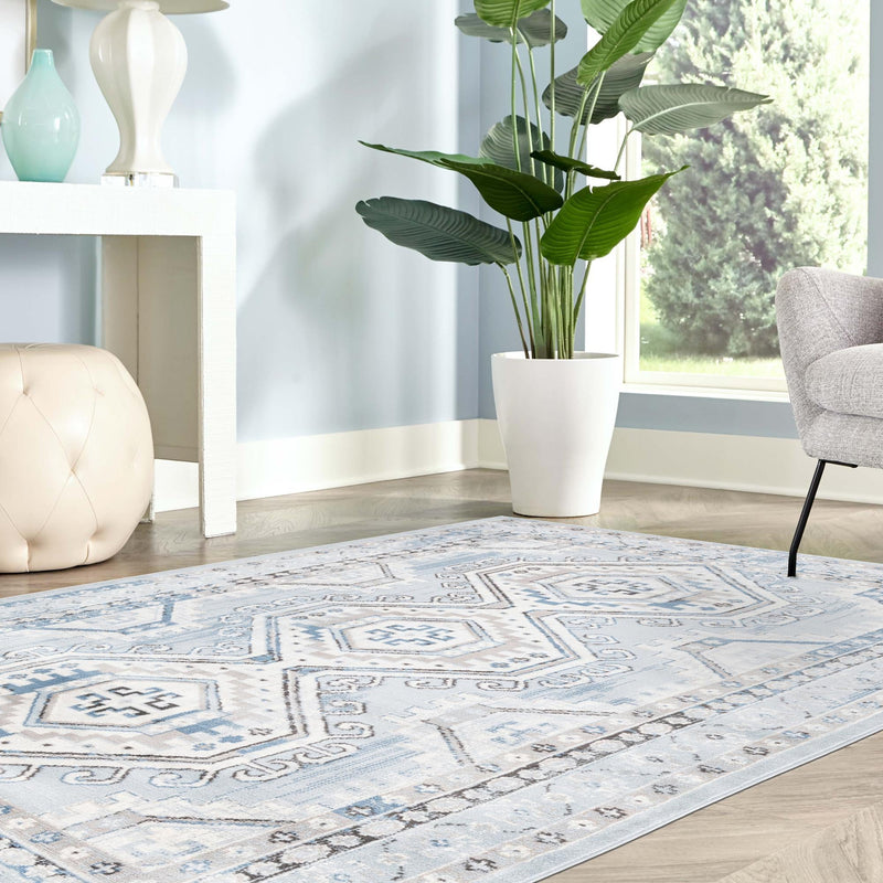 Savannah Elegance Collection Area Rug -  Tybee (Aqua Blue) Rectangle Aqua Blue  lifestyle 15