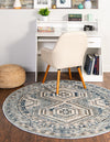 Savannah Elegance Collection Area Rug -  Tybee (Aqua Blue) Round Aqua Blue  lifestyle 31