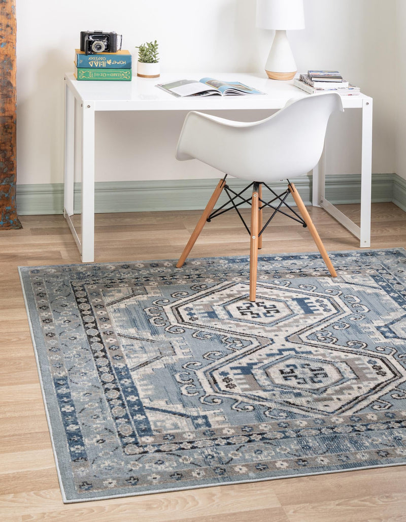 Savannah Elegance Collection Area Rug -  Tybee (Aqua Blue) Square Aqua Blue  lifestyle 22