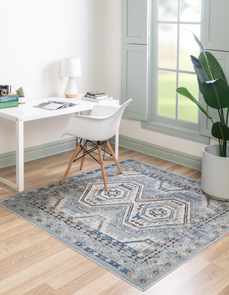 Savannah Elegance Collection Area Rug -  Tybee (Aqua Blue) Square Aqua Blue  lifestyle 27