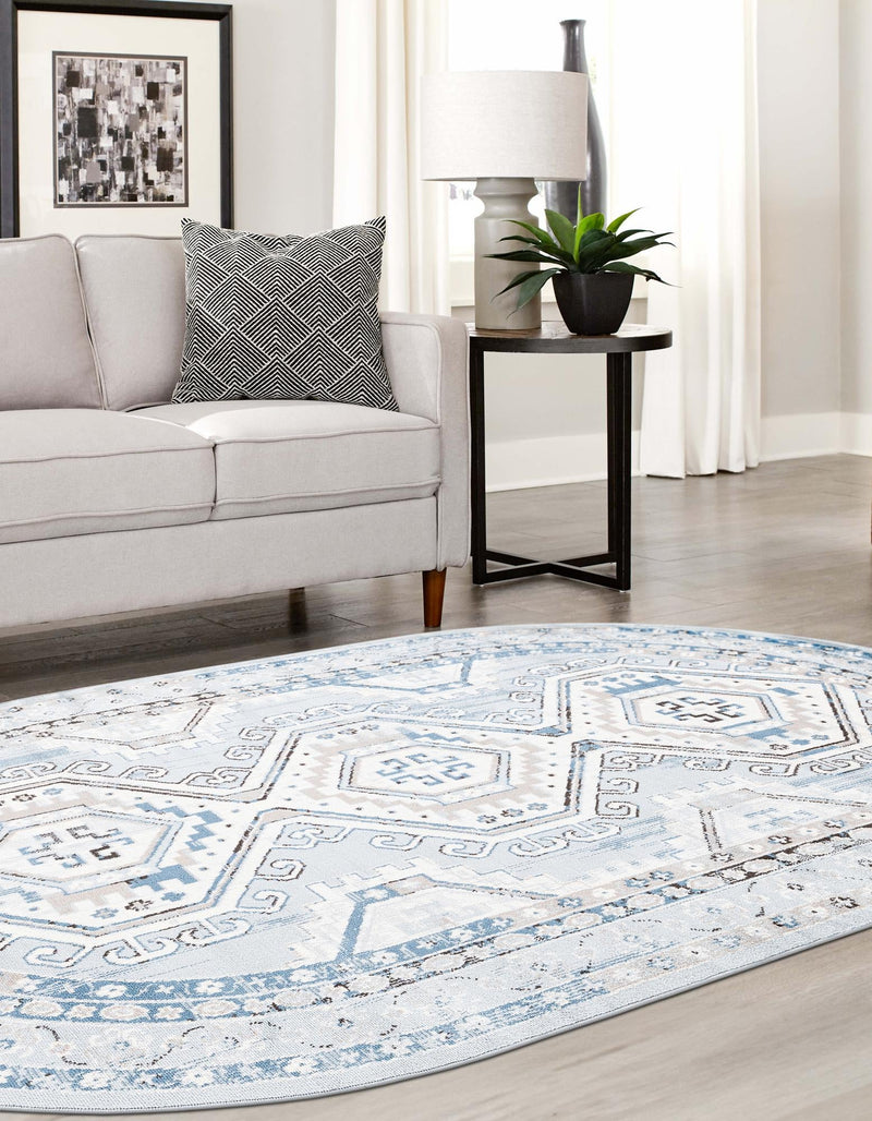 Savannah Elegance Collection Area Rug -  Tybee (Aqua Blue) Oval Aqua Blue  lifestyle 37