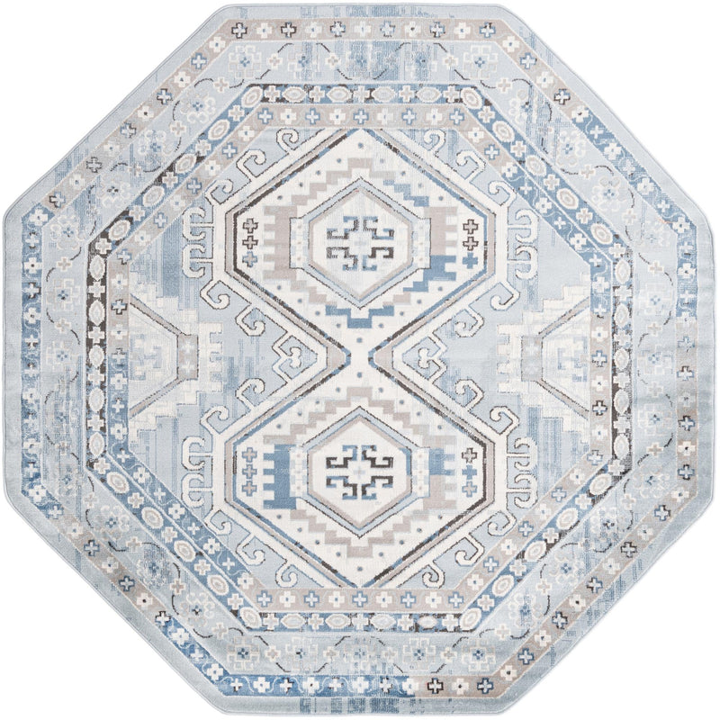 Savannah Elegance Collection Area Rug -  Tybee (Aqua Blue) Octagon Aqua Blue  lifestyle 19