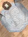 Savannah Elegance Collection Area Rug -  Tybee (Aqua Blue) Octagon Aqua Blue  lifestyle 48