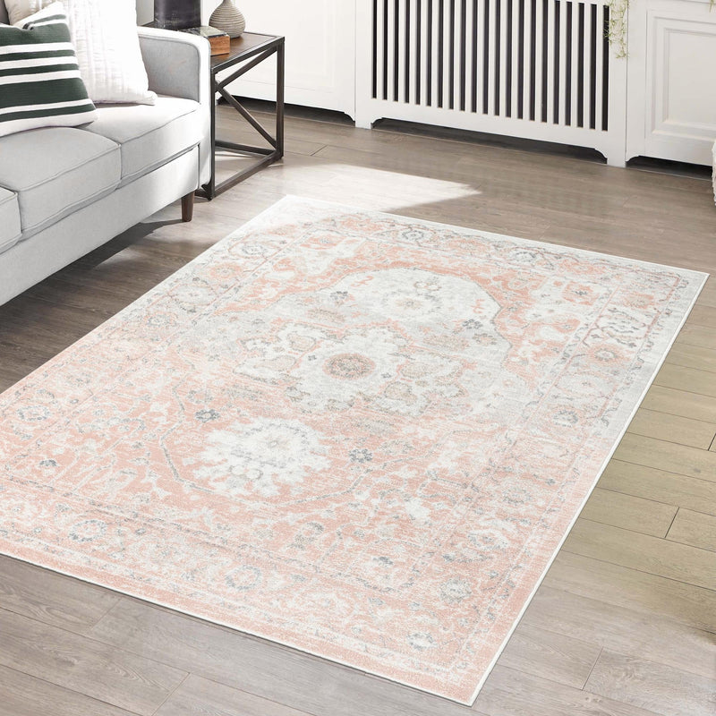 Parisian Elegance Collection Area Rug - Versailles (Rose Pink) Rectangle Rose Pink  lifestyle 14