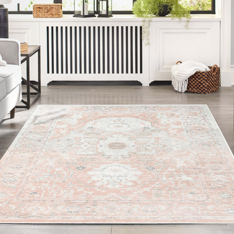 Parisian Elegance Collection Area Rug - Versailles (Rose Pink) Rectangle Rose Pink  lifestyle 15