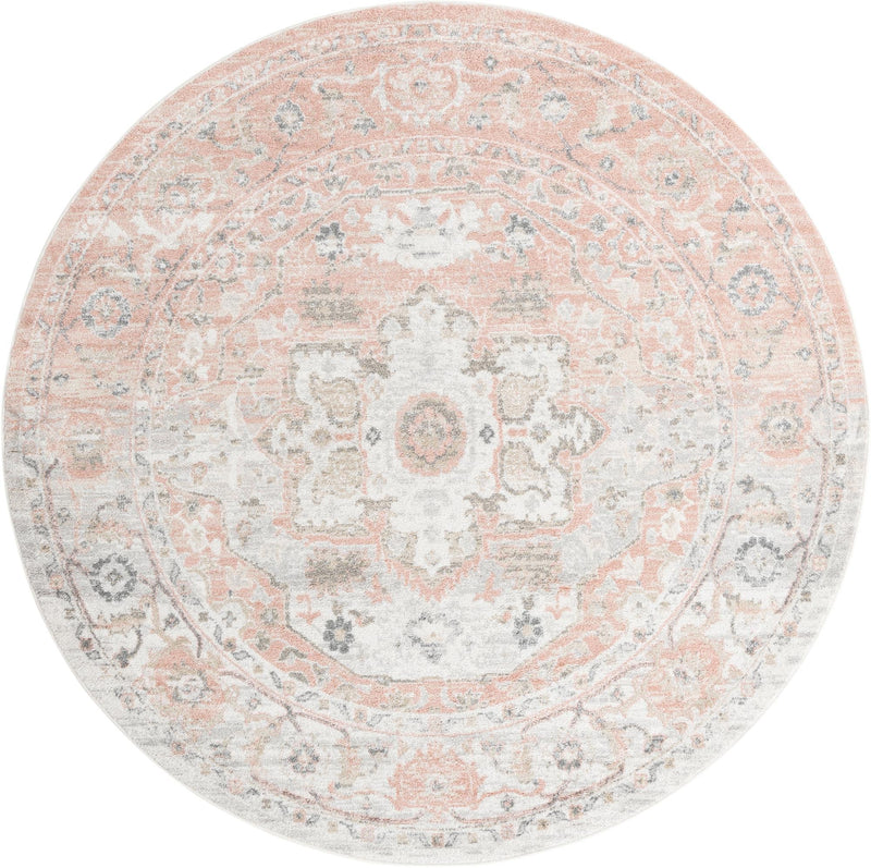 Parisian Elegance Collection Area Rug - Versailles (Rose Pink) Round Rose Pink  lifestyle 16