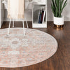 Parisian Elegance Collection Area Rug - Versailles (Rose Pink) Round Rose Pink  lifestyle 89