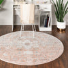 Parisian Elegance Collection Area Rug - Versailles (Rose Pink) Round Rose Pink  lifestyle 94