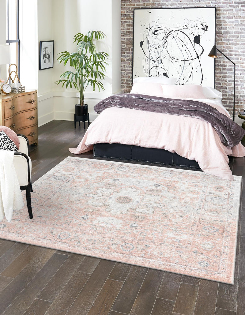 Parisian Elegance Collection Area Rug - Versailles (Rose Pink) Square Rose Pink  lifestyle 22