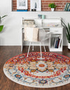 Parisian Elegance Collection Area Rug - Versailles (Rust Red) Round Rust Red  lifestyle 31