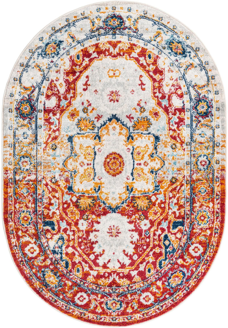 Parisian Elegance Collection Area Rug - Versailles (Rust Red) Oval Rust Red  lifestyle 18