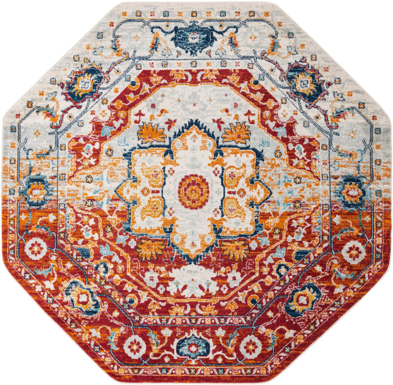 Parisian Elegance Collection Area Rug - Versailles (Rust Red) Octagon Rust Red  lifestyle 21