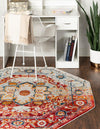 Parisian Elegance Collection Area Rug - Versailles (Rust Red) Octagon Rust Red  lifestyle 29