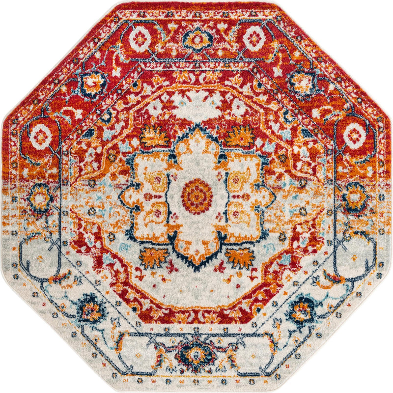 Parisian Elegance Collection Area Rug - Versailles (Rust Red) Octagon Rust Red  lifestyle 19