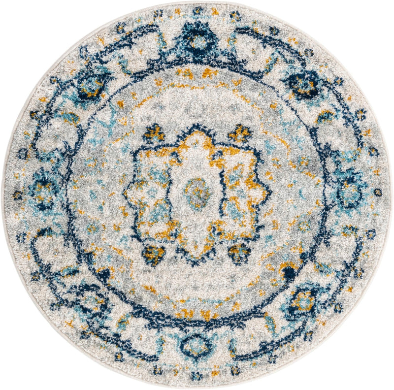 Parisian Elegance Collection Area Rug - Versailles (Gray) Round Gray  lifestyle 18