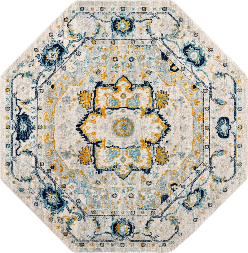 Parisian Elegance Collection Area Rug - Versailles (Gray) Octagon Gray  lifestyle 24