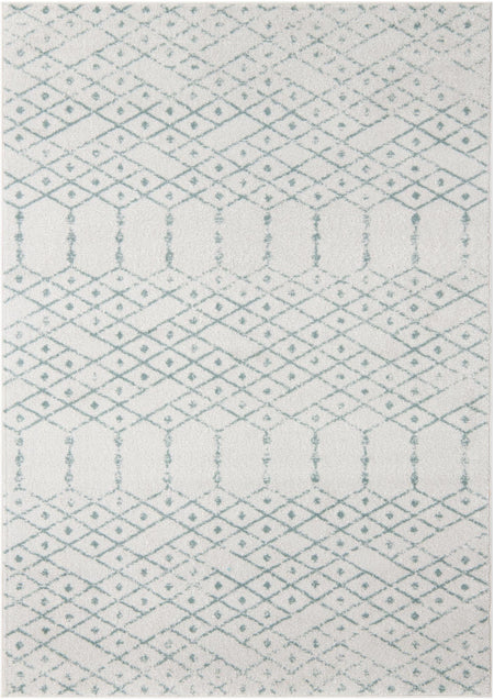 Marrakesh Lattice Collection Area Rug - Casablanca (Ivory Aqua)