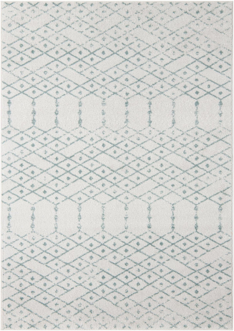 Marrakesh Lattice Collection Area Rug - Casablanca (Ivory Aqua) Rectangle Ivory Aqua Main