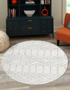 Marrakesh Lattice Collection Area Rug - Casablanca (Ivory Aqua) Round Ivory Aqua  lifestyle 29