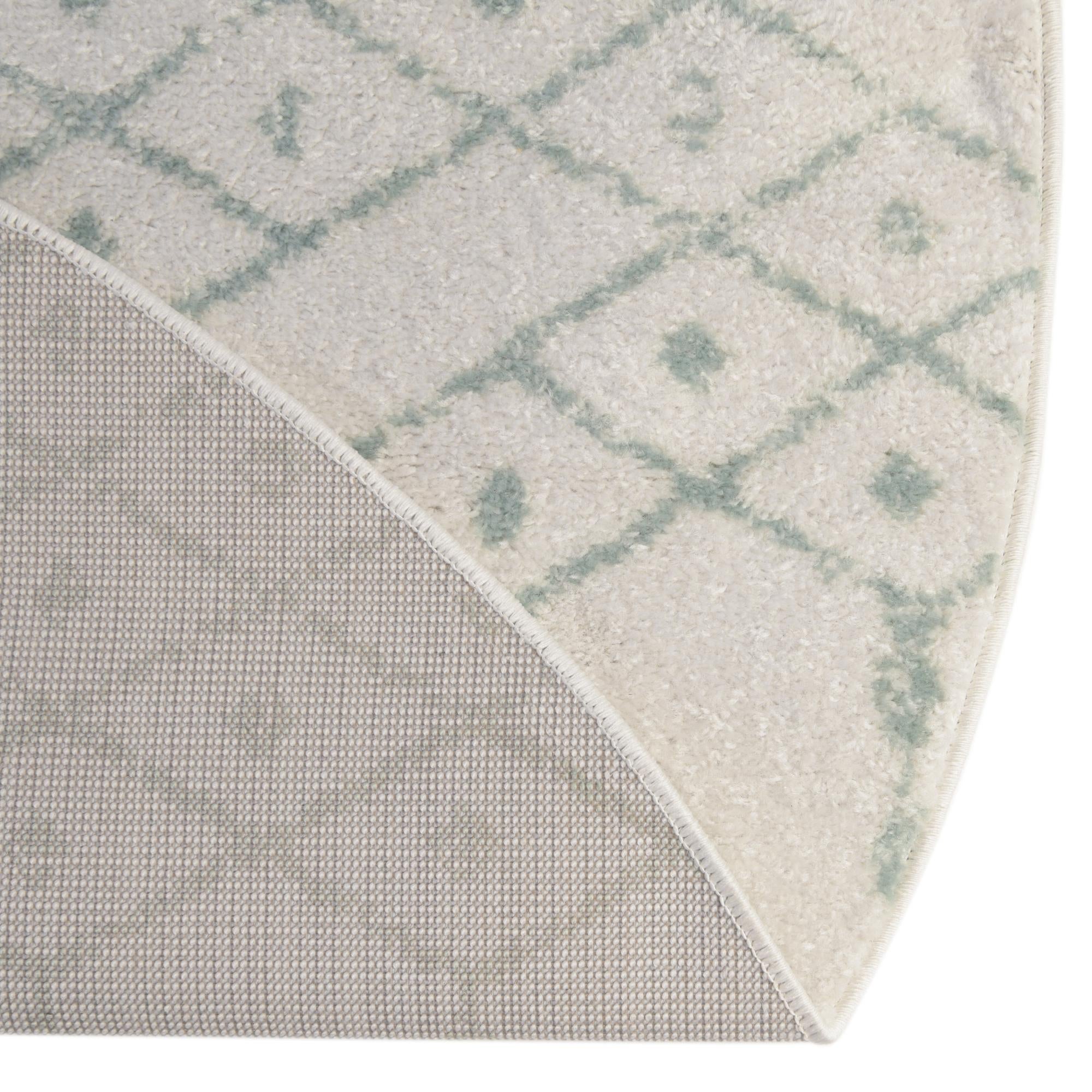 Marrakesh Lattice Collection Area Rug - Casablanca (Ivory Aqua)