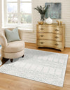 Marrakesh Lattice Collection Area Rug - Casablanca (Ivory Aqua) Square Ivory Aqua  lifestyle 30