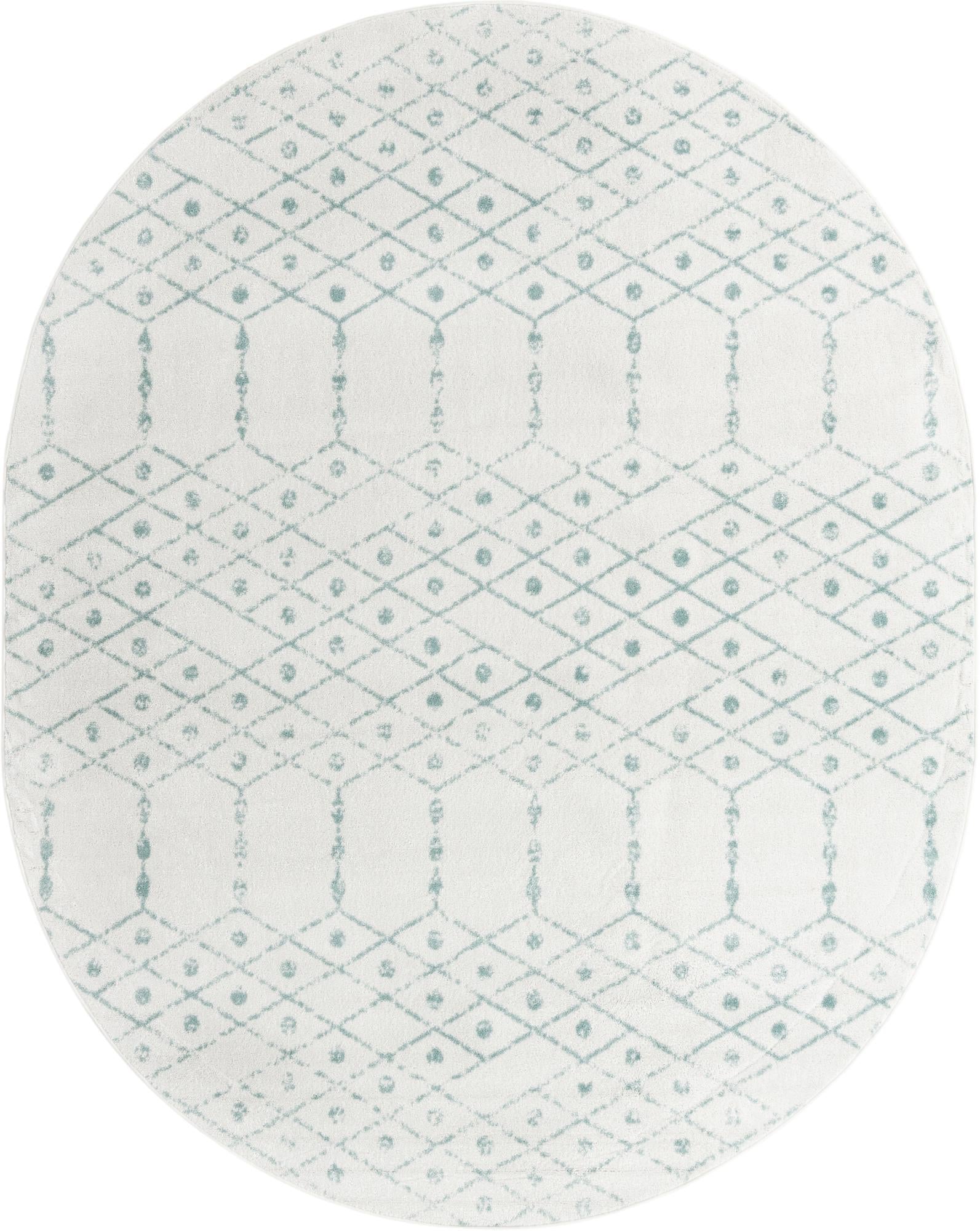 Marrakesh Lattice Collection Area Rug - Casablanca (Ivory Aqua)