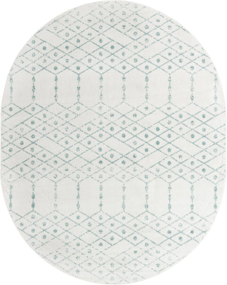 Marrakesh Lattice Collection Area Rug - Casablanca (Ivory Aqua)