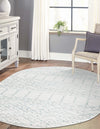 Marrakesh Lattice Collection Area Rug - Casablanca (Ivory Aqua) Oval Ivory Aqua  lifestyle 45