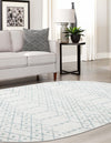 Marrakesh Lattice Collection Area Rug - Casablanca (Ivory Aqua) Oval Ivory Aqua  lifestyle 55