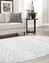 Marrakesh Lattice Collection Area Rug - Casablanca (Ivory Aqua)