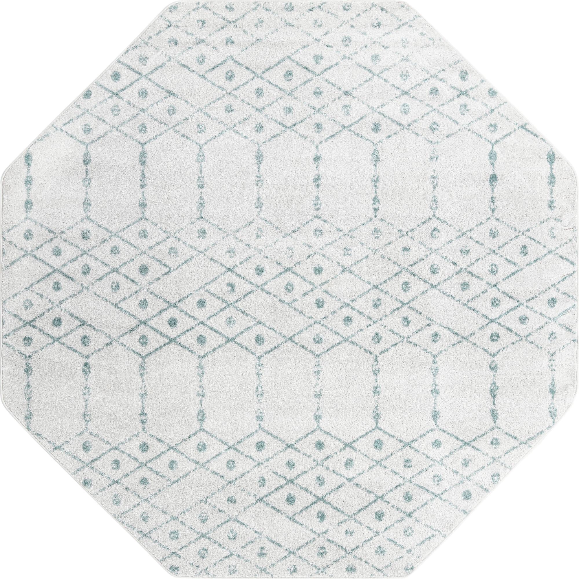 Marrakesh Lattice Collection Area Rug - Casablanca (Ivory Aqua)