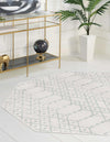 Marrakesh Lattice Collection Area Rug - Casablanca (Ivory Aqua) Octagon Ivory Aqua  lifestyle 32