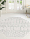 Marrakesh Lattice Collection Area Rug - Casablanca (Ivory Aqua) Octagon Ivory Aqua  lifestyle 37