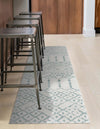 Marrakesh Lattice Collection Area Rug - Casablanca (Ivory Aqua) Runner Ivory Aqua  lifestyle 46