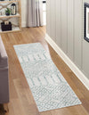 Marrakesh Lattice Collection Area Rug - Casablanca (Ivory Aqua) Runner Ivory Aqua  lifestyle 48