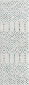 Marrakesh Lattice Collection Area Rug - Casablanca (Ivory Aqua) Runner Ivory Aqua  lifestyle 28