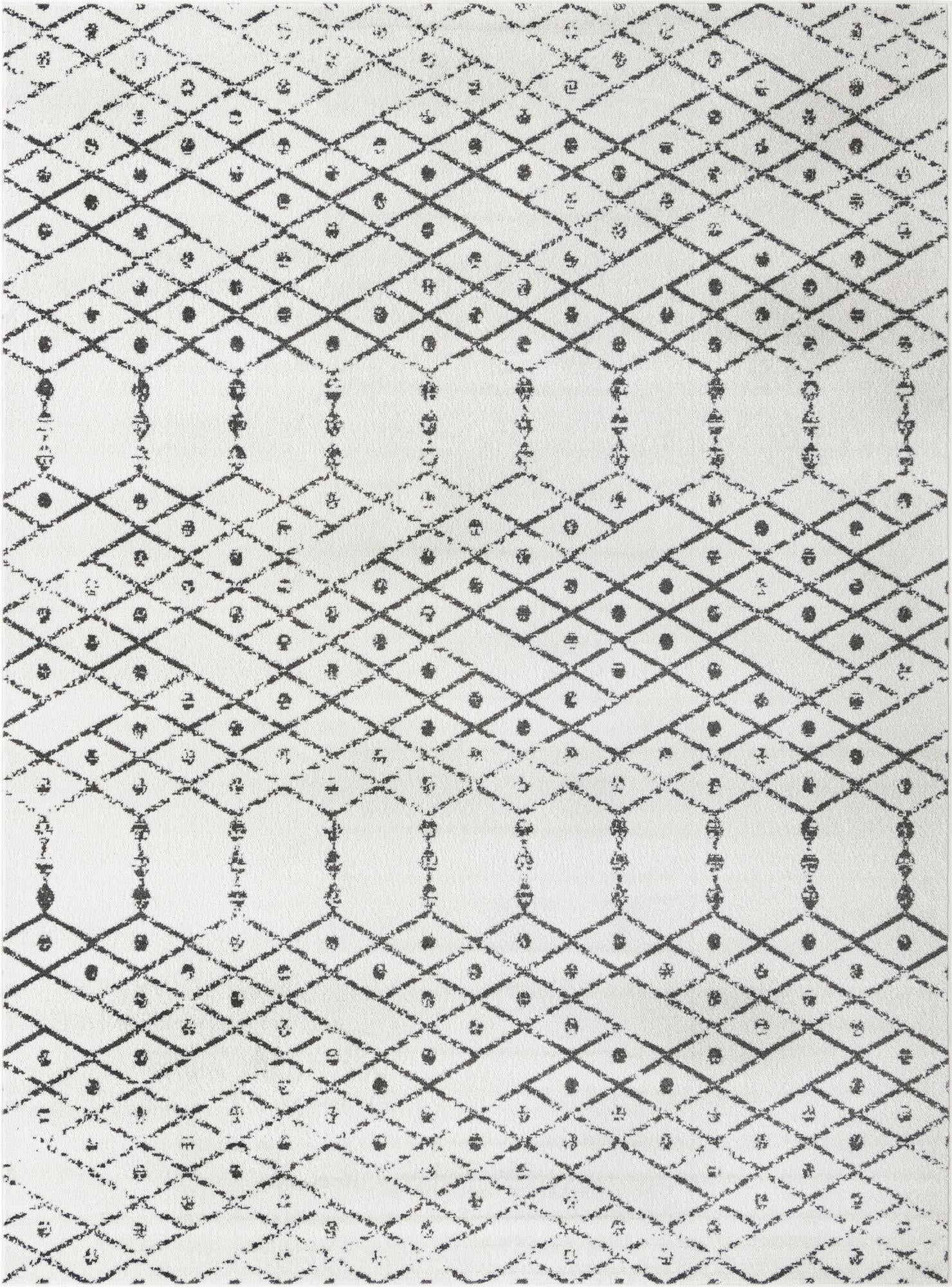 Marrakesh Lattice Collection Area Rug - Casablanca (Ivory Black)