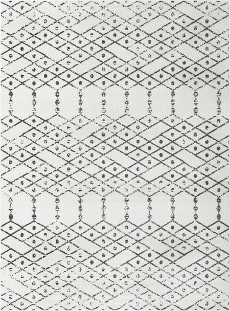 Marrakesh Lattice Collection Area Rug - Casablanca (Ivory Black)