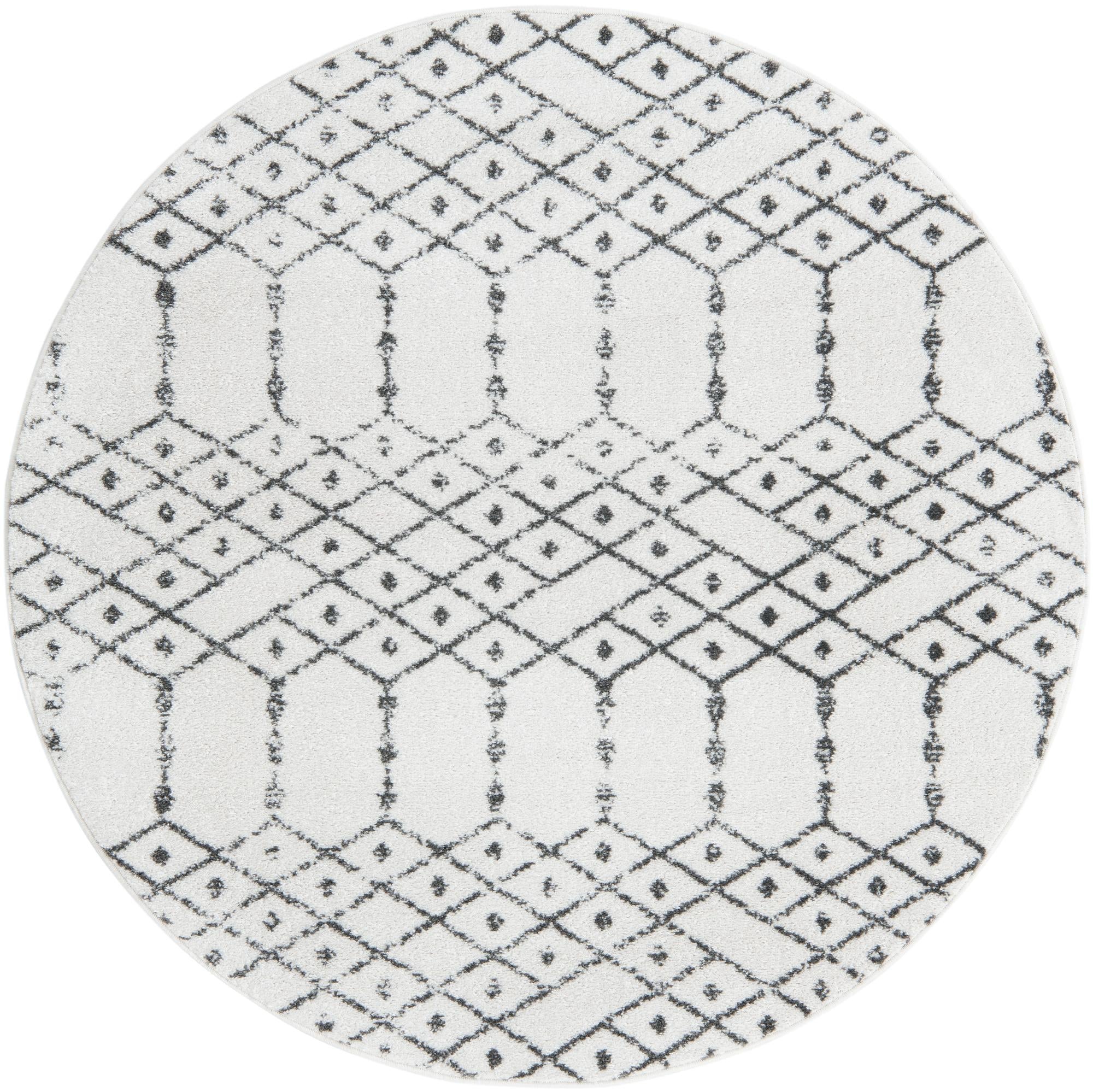 Marrakesh Lattice Collection Area Rug - Casablanca (Ivory Black)