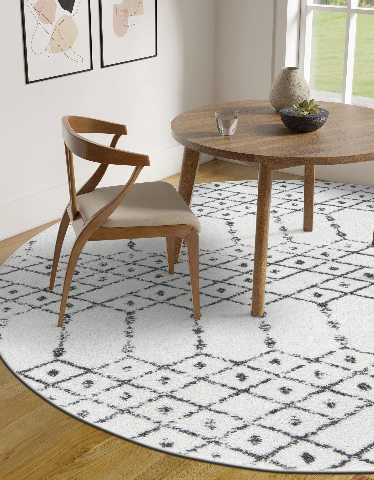 Marrakesh Lattice Collection Area Rug - Casablanca (Ivory Black)