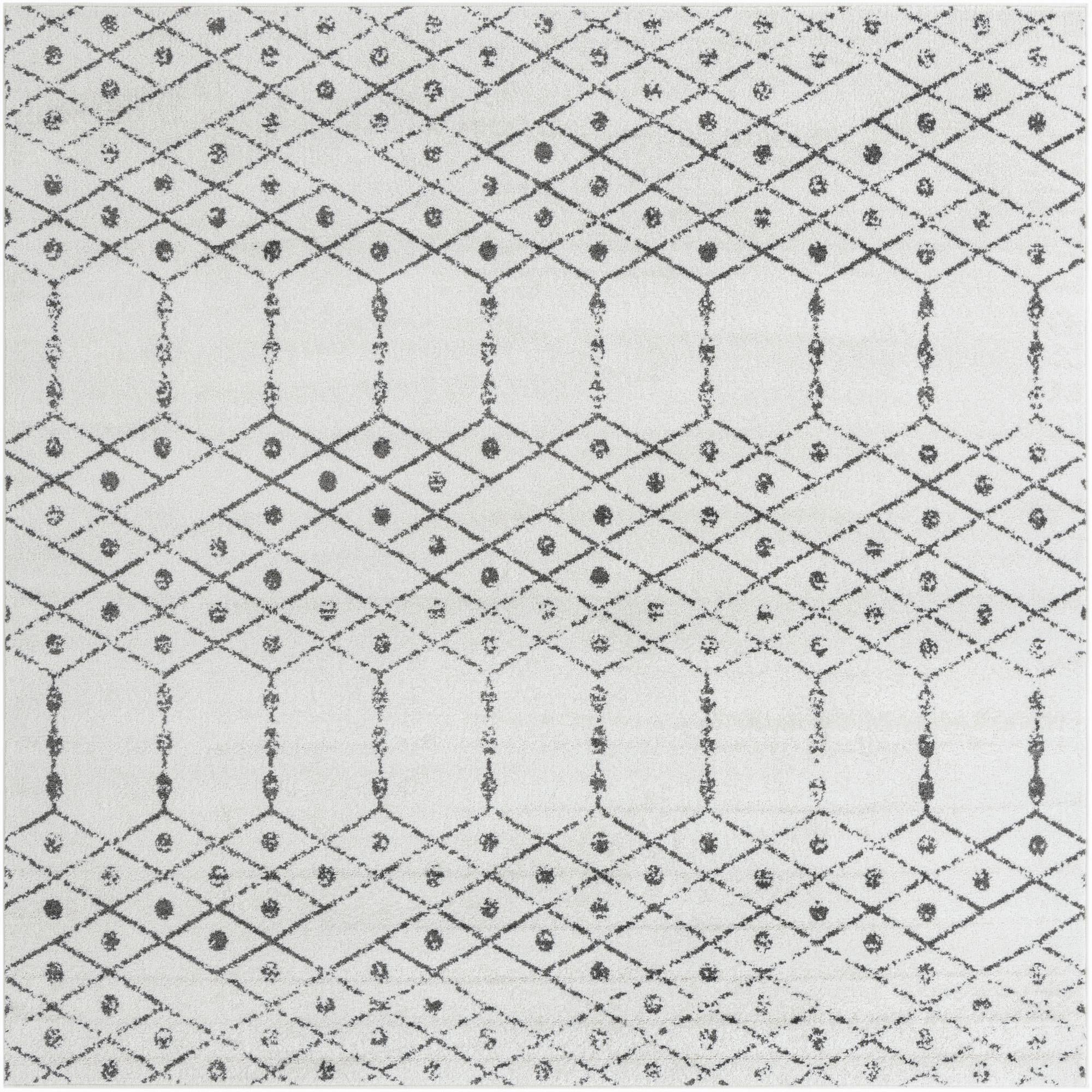 Marrakesh Lattice Collection Area Rug - Casablanca (Ivory Black)